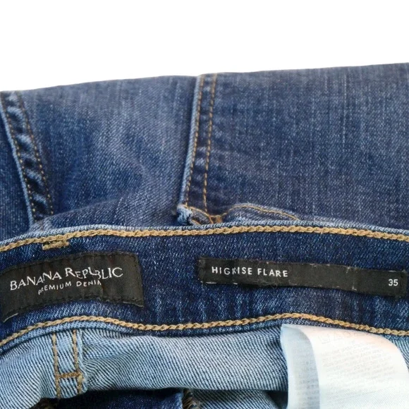Banana Republic High Rise Flare Blue Jeans 35 Actual Measures 40W x 33L Bootcut - Picture 7 of 8